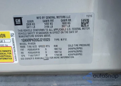 2016 GMC Acadia Sle-2 z USA, uszkodzony, nr VIN 1GKKRPKD9GJ216929